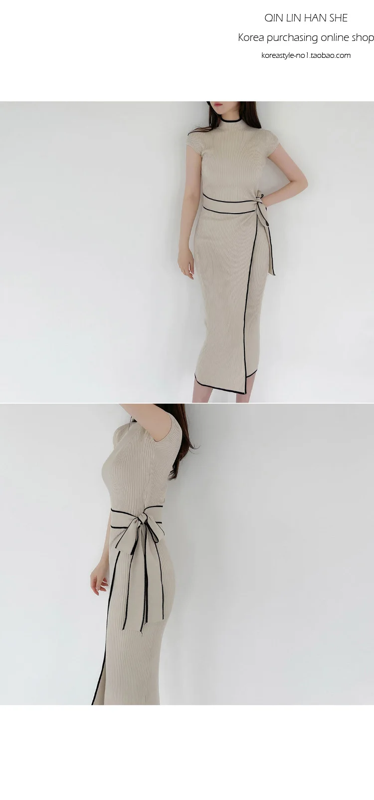 Elegant Knitted Dress Women Fall Winter New Warm Half Turtlenck Off shoulder Long Sleeve Sashes Bow Wrap Hip Sweatrer Robe Femme
