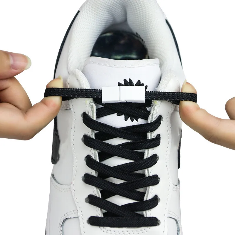 2Pcs/1Pair New Metal No Tie Shoelace Magnetic Buckle Shoelaces With Lock Shoes Accessories AF1/AJ Sneaker Kits Shoe Decoration