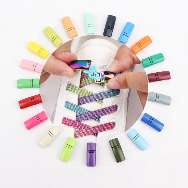 2Pcs/1Pair New Metal No Tie Shoelace Magnetic Buckle Shoelaces With Lock Shoes Accessories AF1/AJ Sneaker Kits Shoe Decoration