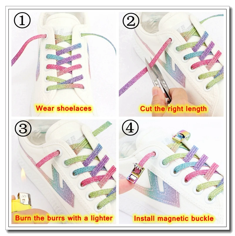 2Pcs/1Pair New Metal No Tie Shoelace Magnetic Buckle Shoelaces With Lock Shoes Accessories AF1/AJ Sneaker Kits Shoe Decoration