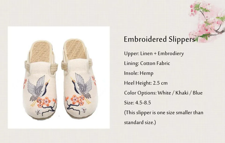 Ethnic Wide Toe Linen Slippers for Women Embroidered Vintage Casual Mules Ladies Trend Summer Slides Female Backless Sandals