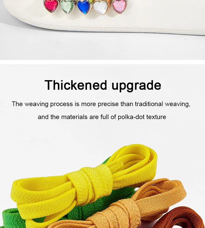 Colorful Heart Diamond Flat Shoelaces for Sneakers Love Rhinestone Elastic Shoe Laces No Tie Shoelace Cute Sports Leisure Buckle