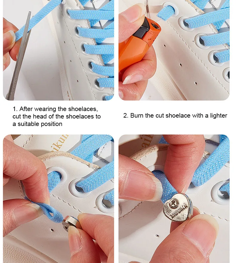 Colorful Heart Diamond Flat Shoelaces for Sneakers Love Rhinestone Elastic Shoe Laces No Tie Shoelace Cute Sports Leisure Buckle