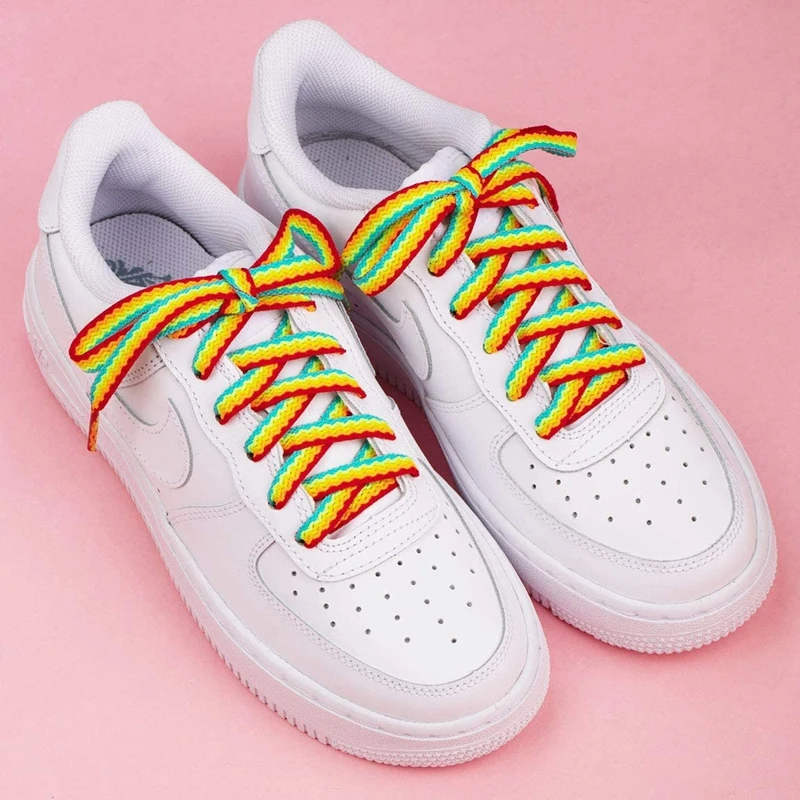 Shoelaces for Shoes Rainbow Sneakers Laces Colorful Flat Gradient Color Low-Cut High Top Canvas Casual Shoelace Shoe Accessories