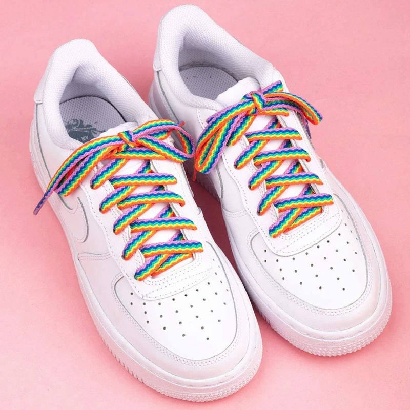 Shoelaces for Shoes Rainbow Sneakers Laces Colorful Flat Gradient Color Low-Cut High Top Canvas Casual Shoelace Shoe Accessories