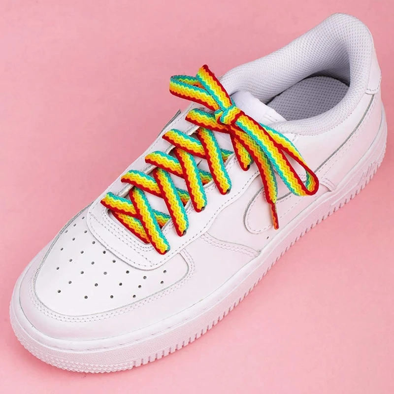 Shoelaces for Shoes Rainbow Sneakers Laces Colorful Flat Gradient Color Low-Cut High Top Canvas Casual Shoelace Shoe Accessories
