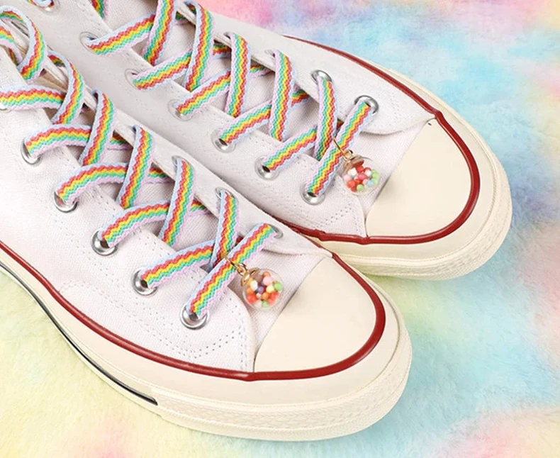 Shoelaces for Shoes Rainbow Sneakers Laces Colorful Flat Gradient Color Low-Cut High Top Canvas Casual Shoelace Shoe Accessories