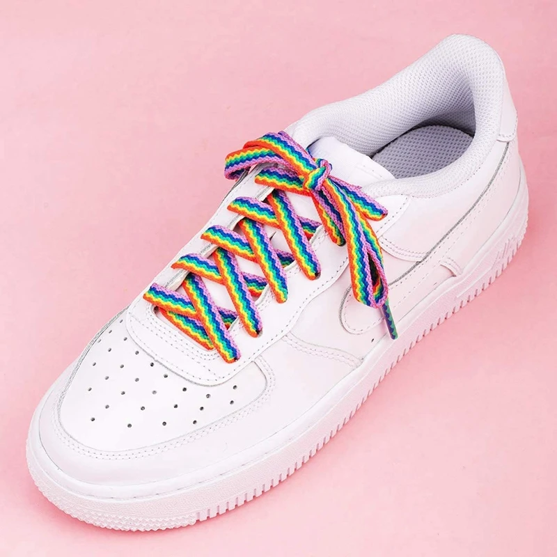 Shoelaces for Shoes Rainbow Sneakers Laces Colorful Flat Gradient Color Low-Cut High Top Canvas Casual Shoelace Shoe Accessories