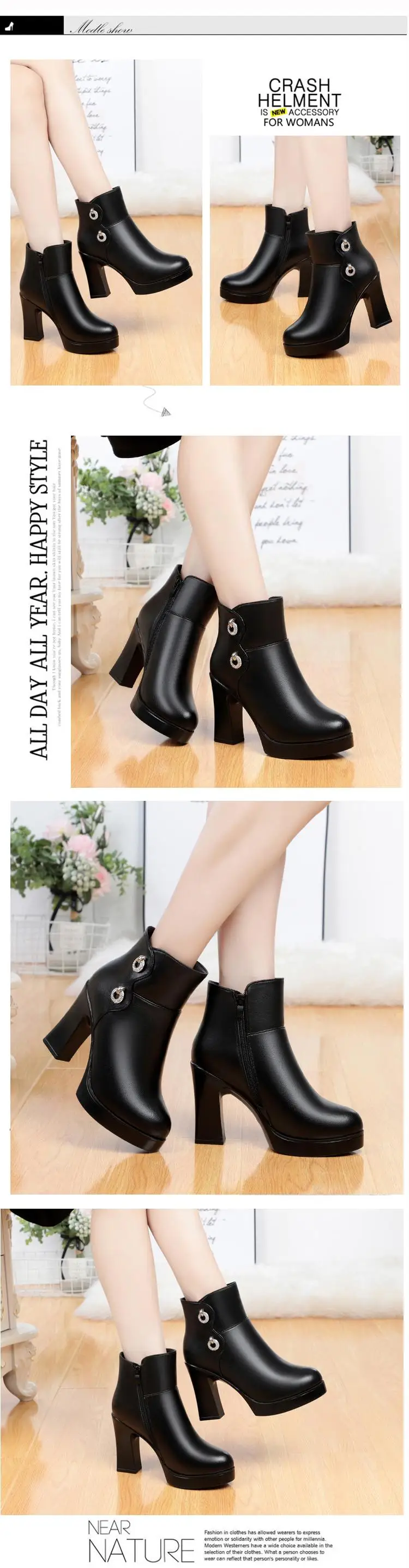 DIMANYU Women Winter Boots 2026 New High Heel Ankle Boots Women Warm Wool Platform Women's Fashion Normal Boots Shoes
