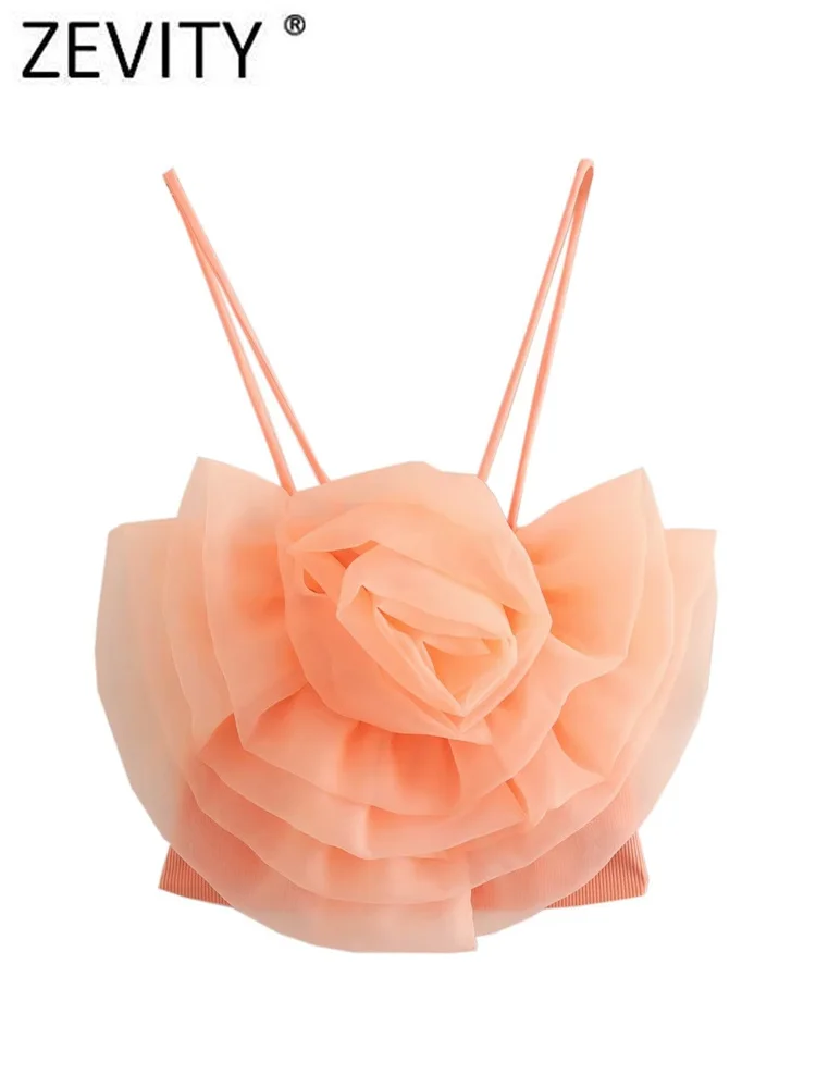 Zevity New Women High Street Transparent Organza Rose Floral Patchwork Knitting Short Blouse Female Blusas Chic Crop Tops LS2030