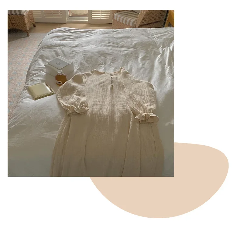 100% Cotton Woman Dress Cute Cherry Print Long Sleeve Button Up Korean Maxi Dresses Comfortable Homewear Vestido De Mujer
