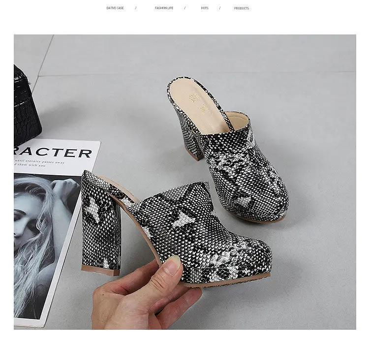 European American Style High-Heel Baotou Semi Slippers Women's 2024 New Waterproof Platform Shoes Ladies Wear Fashion Thick Heel
