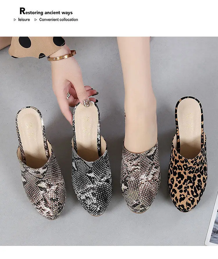 European American Style High-Heel Baotou Semi Slippers Women's 2024 New Waterproof Platform Shoes Ladies Wear Fashion Thick Heel