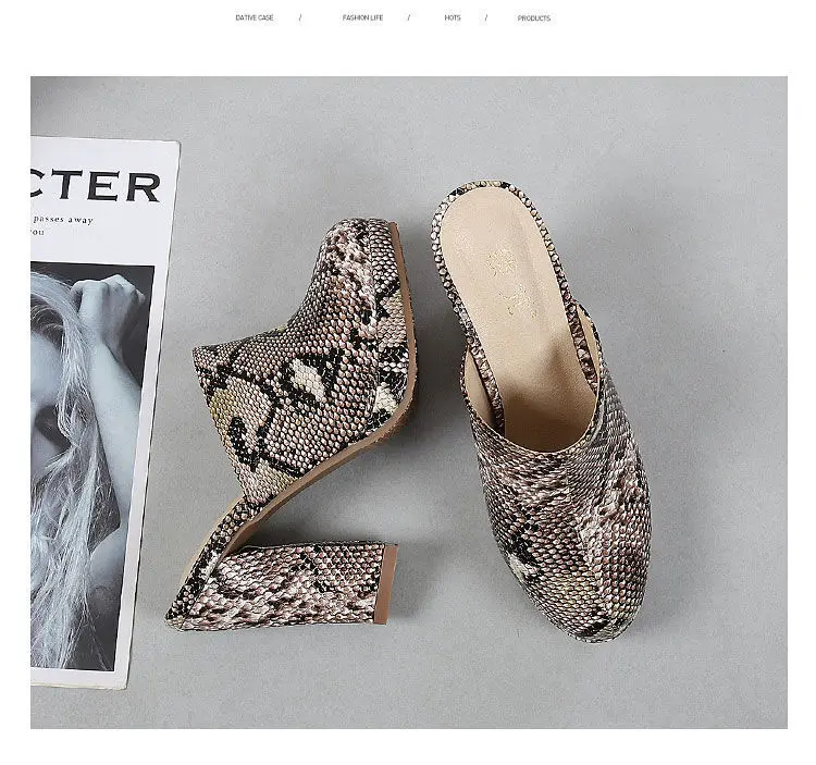 European American Style High-Heel Baotou Semi Slippers Women's 2024 New Waterproof Platform Shoes Ladies Wear Fashion Thick Heel