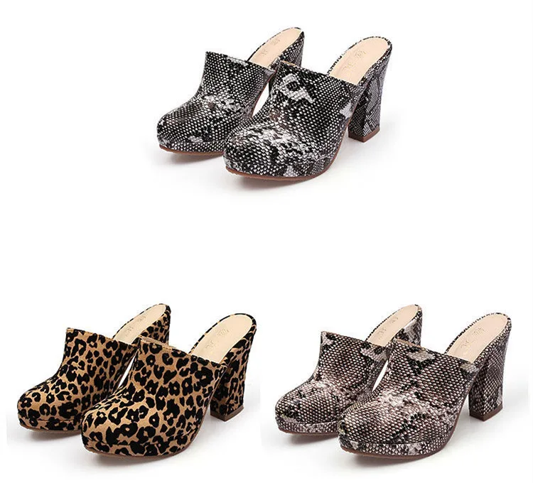 European American Style High-Heel Baotou Semi Slippers Women's 2024 New Waterproof Platform Shoes Ladies Wear Fashion Thick Heel