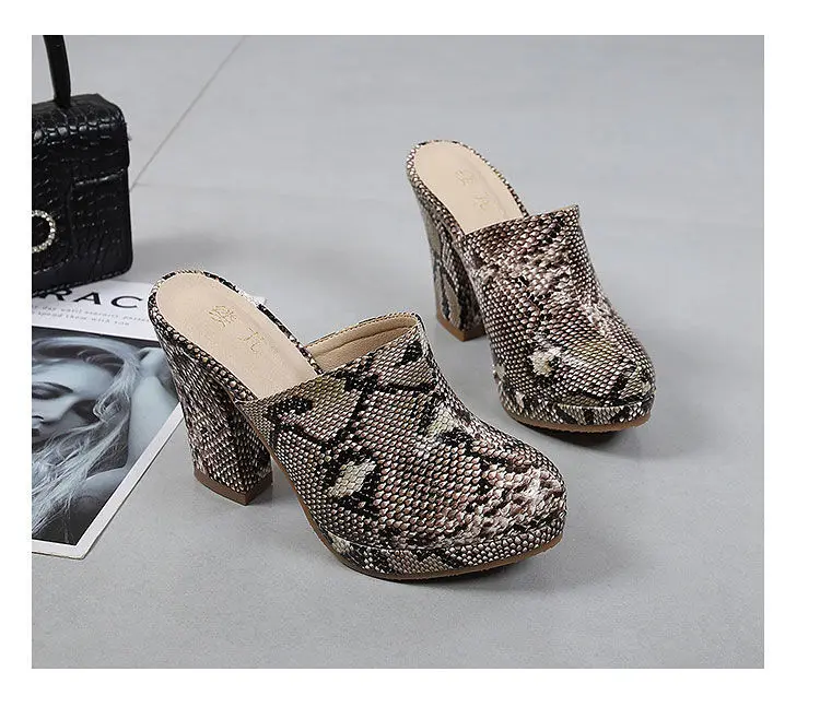 European American Style High-Heel Baotou Semi Slippers Women's 2024 New Waterproof Platform Shoes Ladies Wear Fashion Thick Heel
