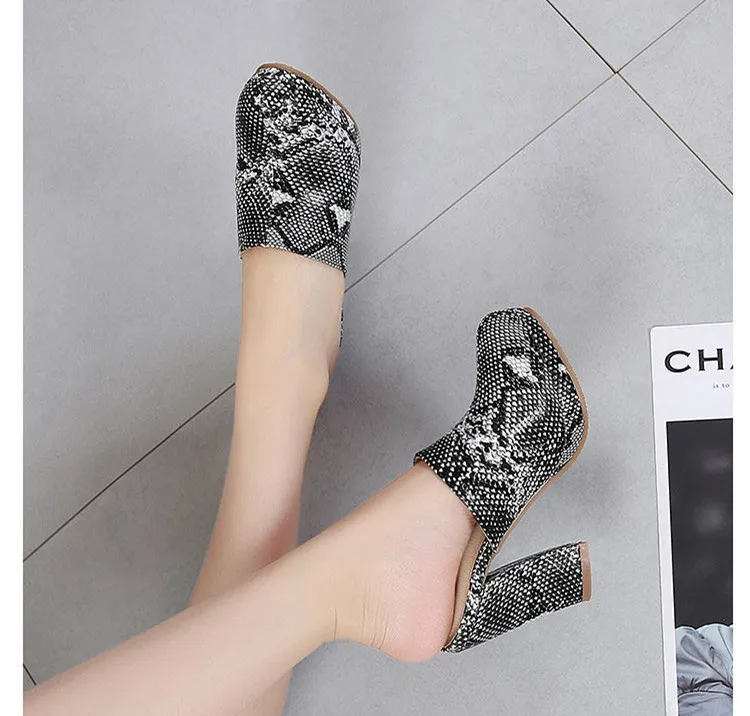 European American Style High-Heel Baotou Semi Slippers Women's 2024 New Waterproof Platform Shoes Ladies Wear Fashion Thick Heel