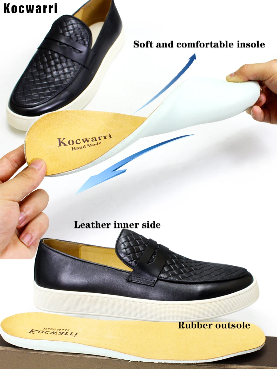 Men's Casual Leather Shoes Genuine Leather Handmade Metal Buckle Men Shoes Lace Up Non-Slip Flat Shoes Banquet Party Men's Shoes