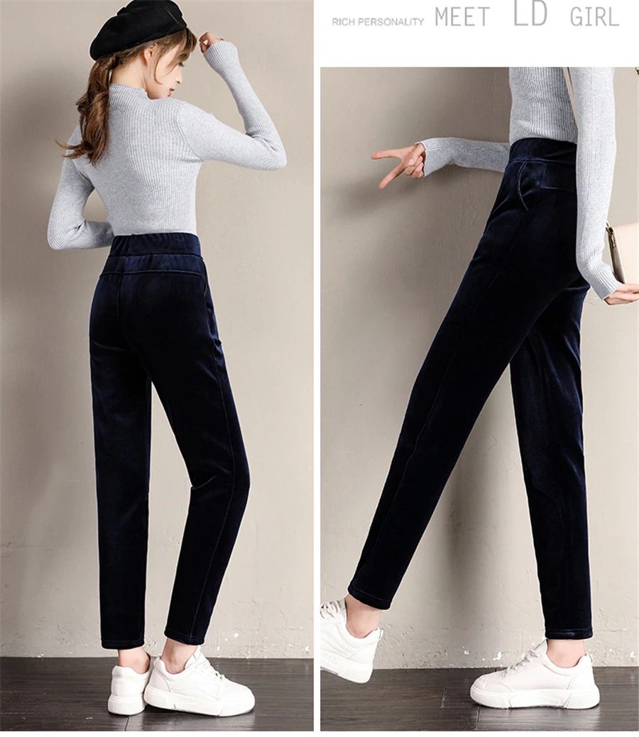 Winter Thicken Velvet Pencil Pants Women's High Waist Plush Fleece Lined Big Size 5xl Ankle-length Pantalons New Slim Leggings