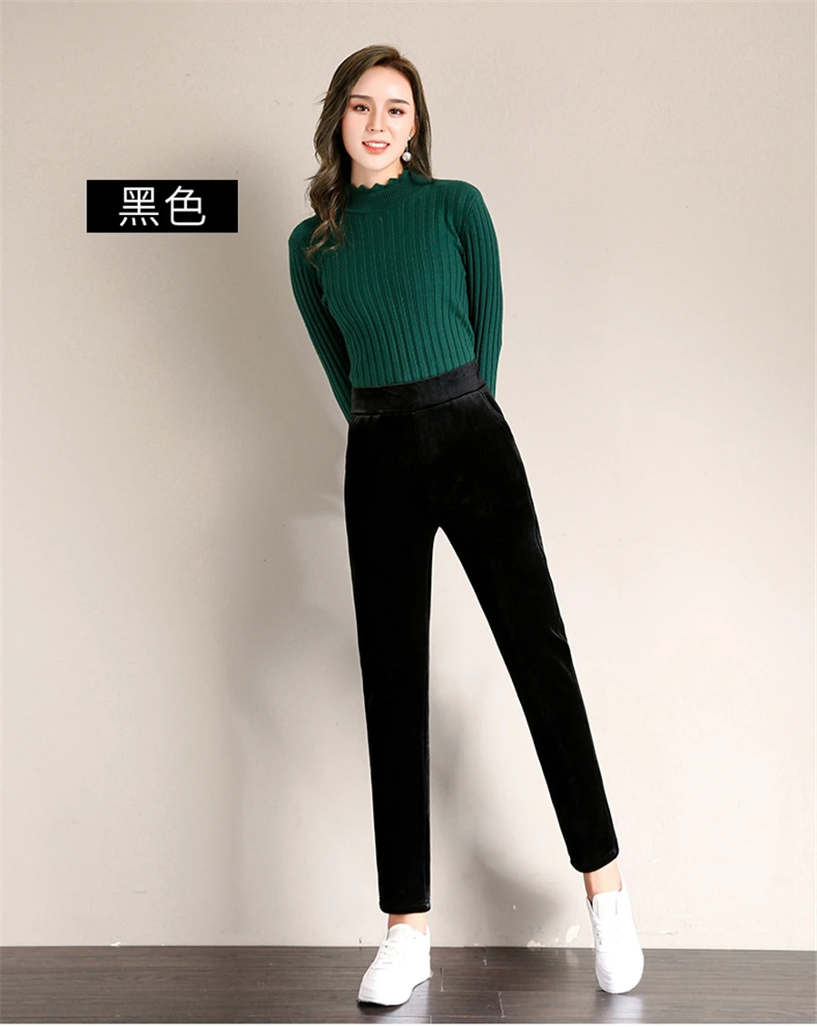 Winter Thicken Velvet Pencil Pants Women's High Waist Plush Fleece Lined Big Size 5xl Ankle-length Pantalons New Slim Leggings