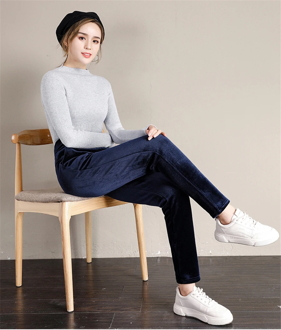 Winter Thicken Velvet Pencil Pants Women's High Waist Plush Fleece Lined Big Size 5xl Ankle-length Pantalons New Slim Leggings