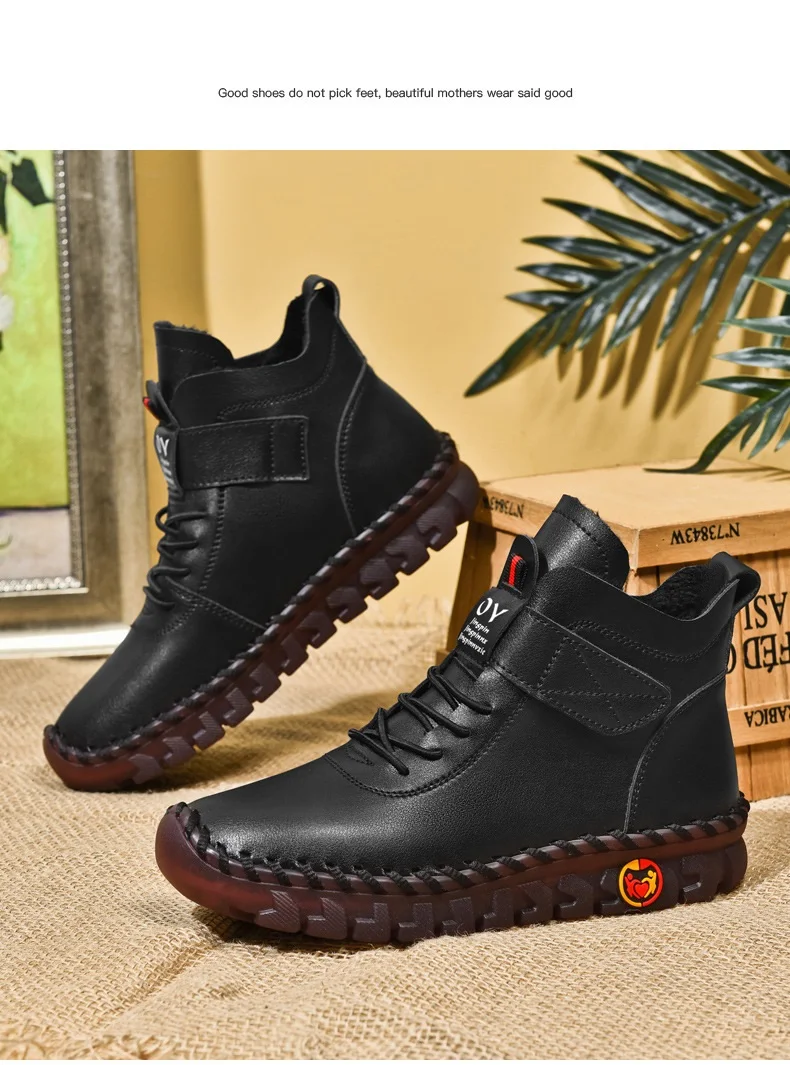 Orthopedic Shoes Soft Leather Flats Women's Driving Loafers Fur Moccasins Woman Cushion Sneaker Mom Red Plush Shoes Big Size 42