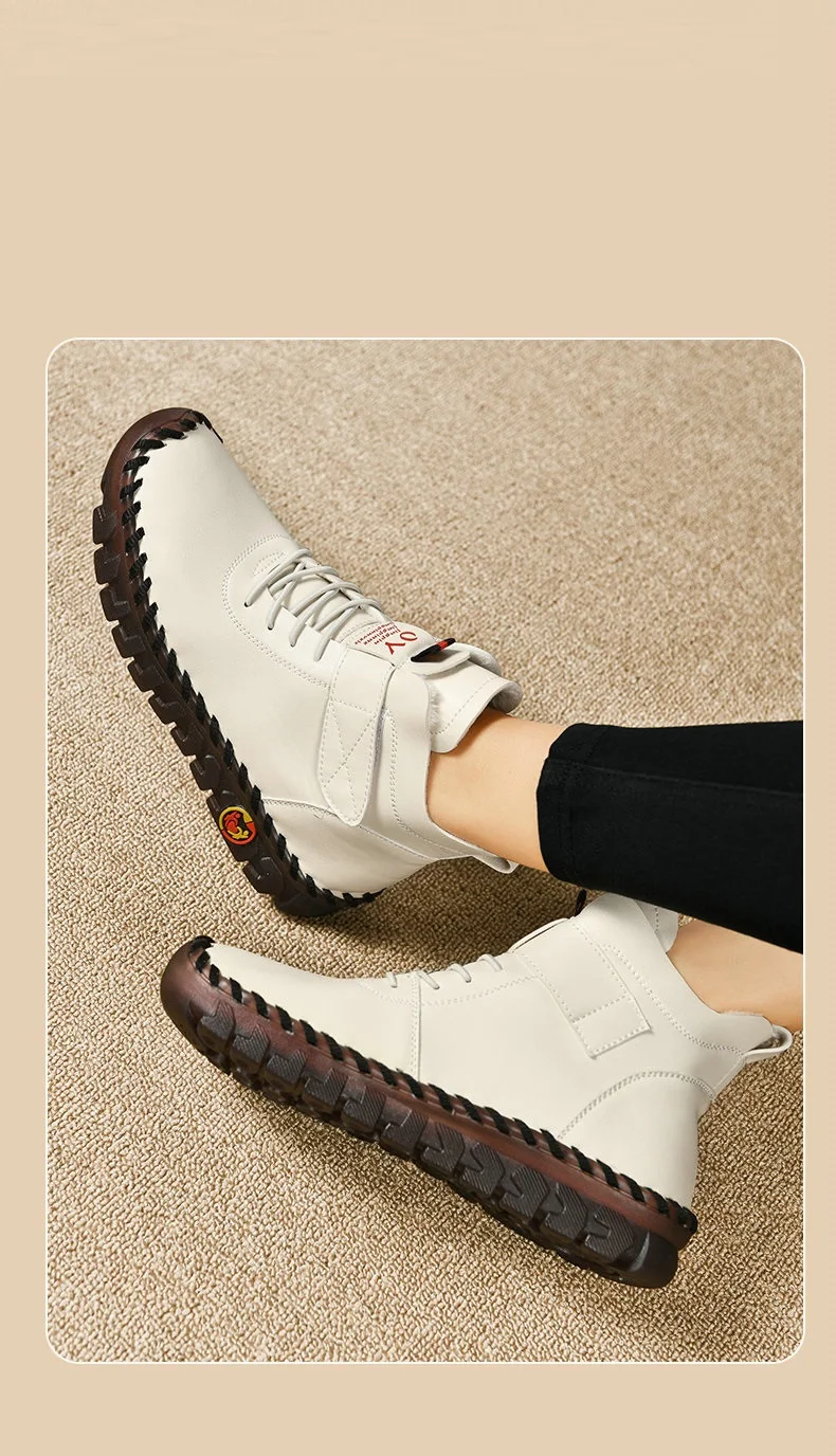 Orthopedic Shoes Soft Leather Flats Women's Driving Loafers Fur Moccasins Woman Cushion Sneaker Mom Red Plush Shoes Big Size 42