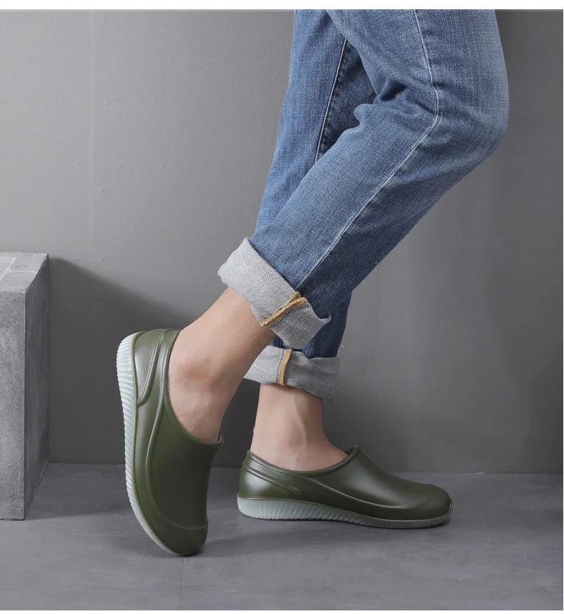 Lover Design Waterproof PVC Loafers Shoes Man Ankle Shoes Rain Boots Rubber Shoes Solid Color Fishing Boot Luminous Rain Boots
