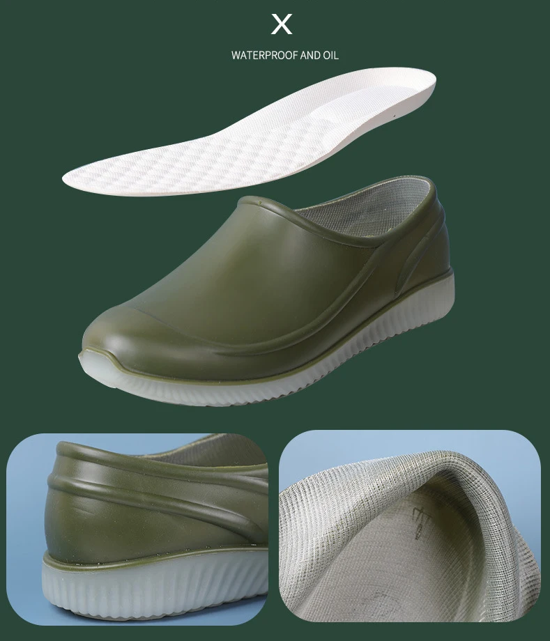 Lover Design Waterproof PVC Loafers Shoes Man Ankle Shoes Rain Boots Rubber Shoes Solid Color Fishing Boot Luminous Rain Boots