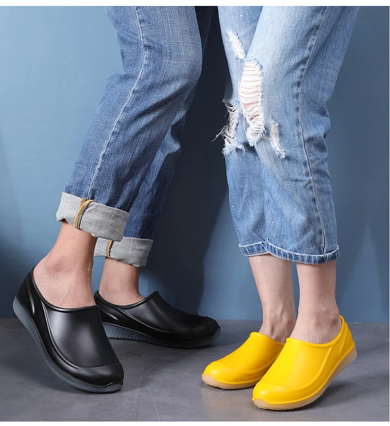 Lover Design Waterproof PVC Loafers Shoes Man Ankle Shoes Rain Boots Rubber Shoes Solid Color Fishing Boot Luminous Rain Boots