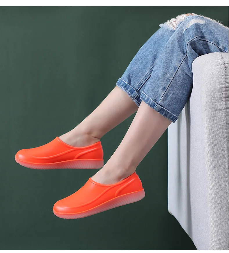 Lover Design Waterproof PVC Loafers Shoes Man Ankle Shoes Rain Boots Rubber Shoes Solid Color Fishing Boot Luminous Rain Boots
