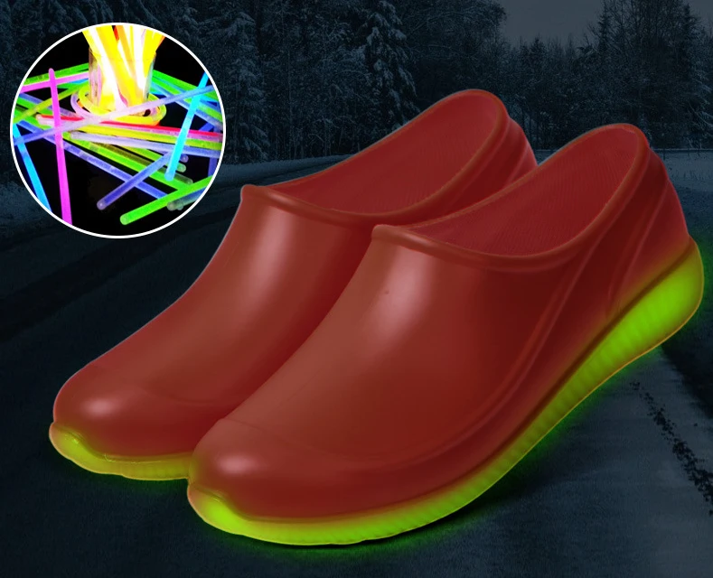 Lover Design Waterproof PVC Loafers Shoes Man Ankle Shoes Rain Boots Rubber Shoes Solid Color Fishing Boot Luminous Rain Boots
