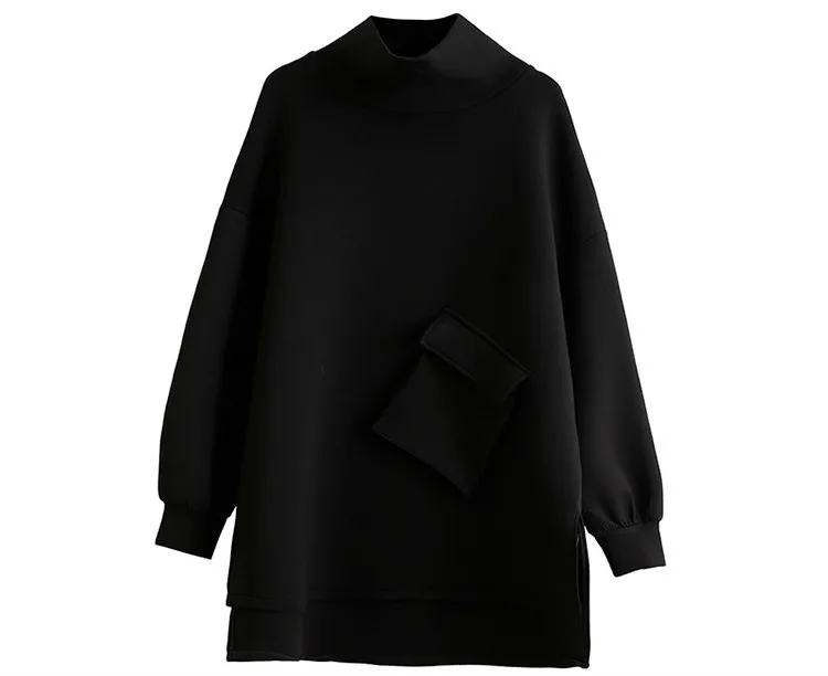 AmaxluluE 2025 Winter Korean Fashion Womens Trueleneck Clothes Ladies Punk Black Loose Hoodies Vintage Luxury Warm Sweatshirts