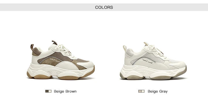 BeauToday Chunky Sneakers Women Mesh Leather Platform Shoes Mixed Colors Lace-Up Lady Trendy Trainers Thick Sole Handmade 29401