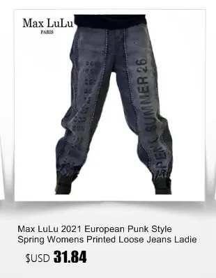 Amax luluE 2025 Summer Holes Design Womens Ripped Loose Harem Pants Ladies Contrast Color Elastic Jeans Females Denim Trousers