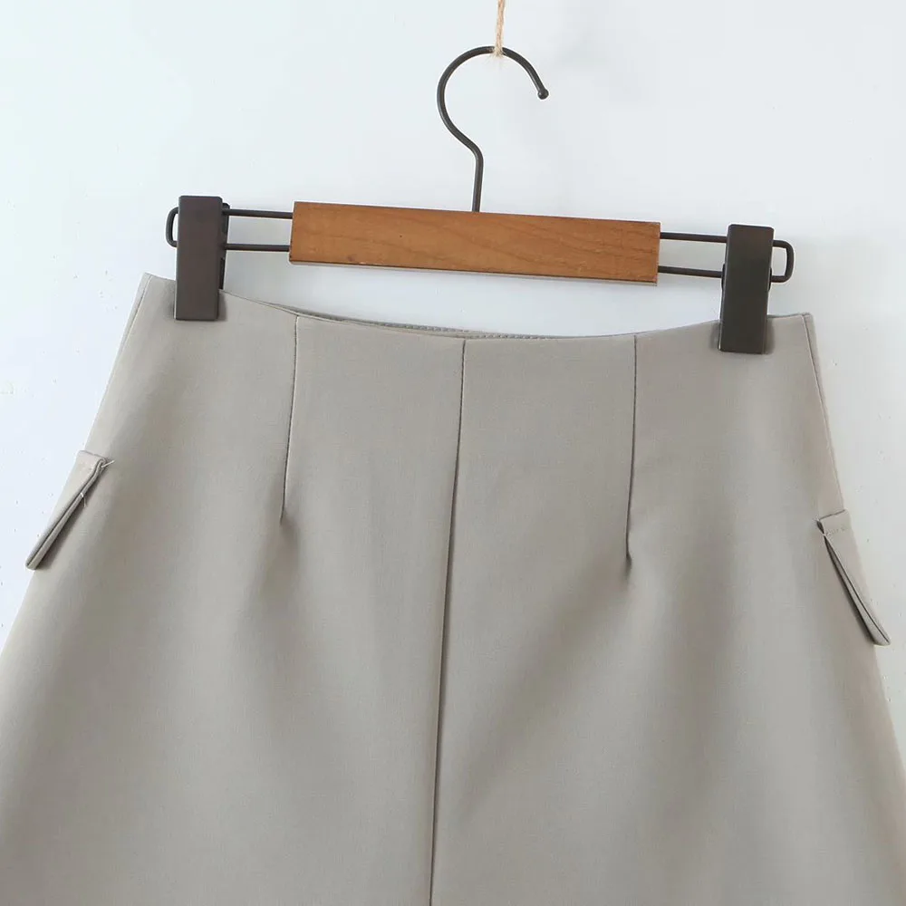 XEASY 2021 Women Fashion Set Vintage Single Button Short Blazer Female High Waist Asymmetrical A-Line Skirt England Style Suit