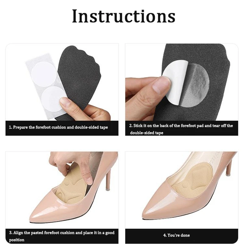 Women Forefoot Half Insoles for Shoes Shoe Size Reduce Insert Shoe Pads Comfort High Heels Toe Protector Cushion Foot Care Pad