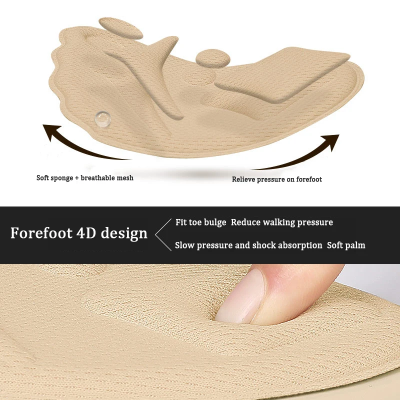 Women Forefoot Half Insoles for Shoes Shoe Size Reduce Insert Shoe Pads Comfort High Heels Toe Protector Cushion Foot Care Pad