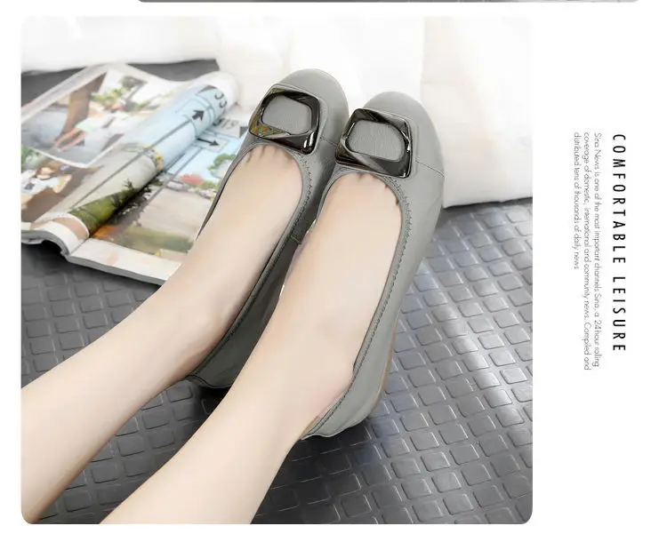 Genuine Leather Women's Flats Slip-On Loafers Moccasins Ballet Style Female Shoes Comfortable Sli-on Shoes Plus Size 41 42