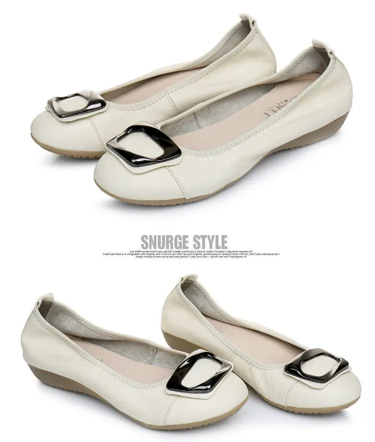 Genuine Leather Women's Flats Slip-On Loafers Moccasins Ballet Style Female Shoes Comfortable Sli-on Shoes Plus Size 41 42