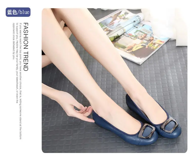 Genuine Leather Women's Flats Slip-On Loafers Moccasins Ballet Style Female Shoes Comfortable Sli-on Shoes Plus Size 41 42