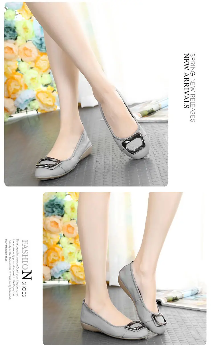 Genuine Leather Women's Flats Slip-On Loafers Moccasins Ballet Style Female Shoes Comfortable Sli-on Shoes Plus Size 41 42