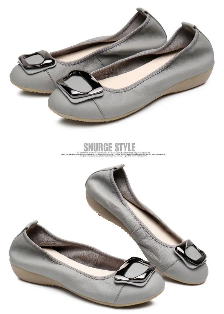 Genuine Leather Women's Flats Slip-On Loafers Moccasins Ballet Style Female Shoes Comfortable Sli-on Shoes Plus Size 41 42
