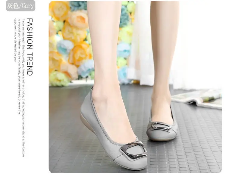 Genuine Leather Women's Flats Slip-On Loafers Moccasins Ballet Style Female Shoes Comfortable Sli-on Shoes Plus Size 41 42