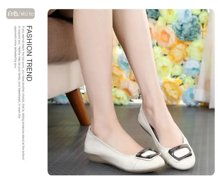 Genuine Leather Women's Flats Slip-On Loafers Moccasins Ballet Style Female Shoes Comfortable Sli-on Shoes Plus Size 41 42
