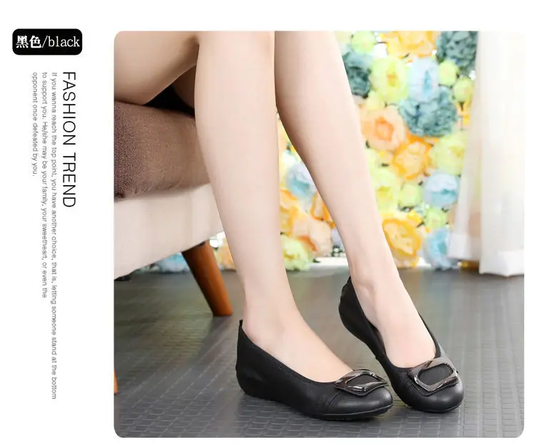 Genuine Leather Women's Flats Slip-On Loafers Moccasins Ballet Style Female Shoes Comfortable Sli-on Shoes Plus Size 41 42