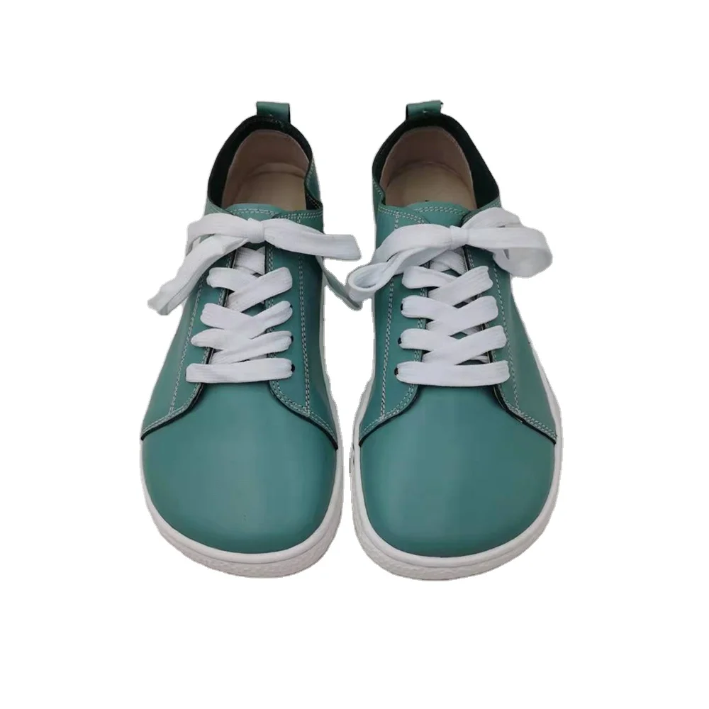 Tipsietoes 2025 Sprinng Barefoot Leather Sneaker For Women Flat Soft Thin Out Sole Zero Drop Wider Toe Box Flexible Light Weight