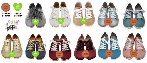 Tipsietoes 2025 Sprinng Barefoot Leather Sneaker For Women Flat Soft Thin Out Sole Zero Drop Wider Toe Box Flexible Light Weight