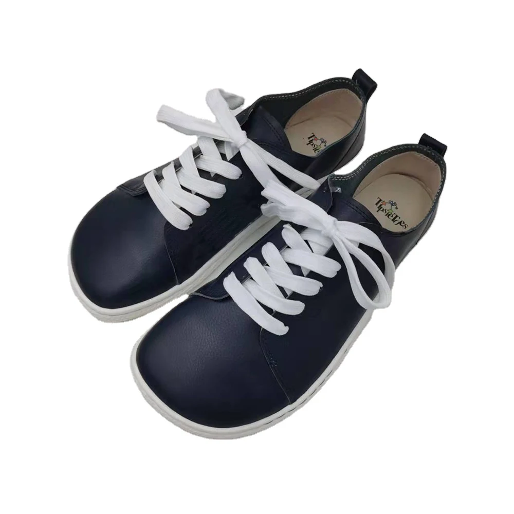 Tipsietoes 2025 Sprinng Barefoot Leather Sneaker For Women Flat Soft Thin Out Sole Zero Drop Wider Toe Box Flexible Light Weight