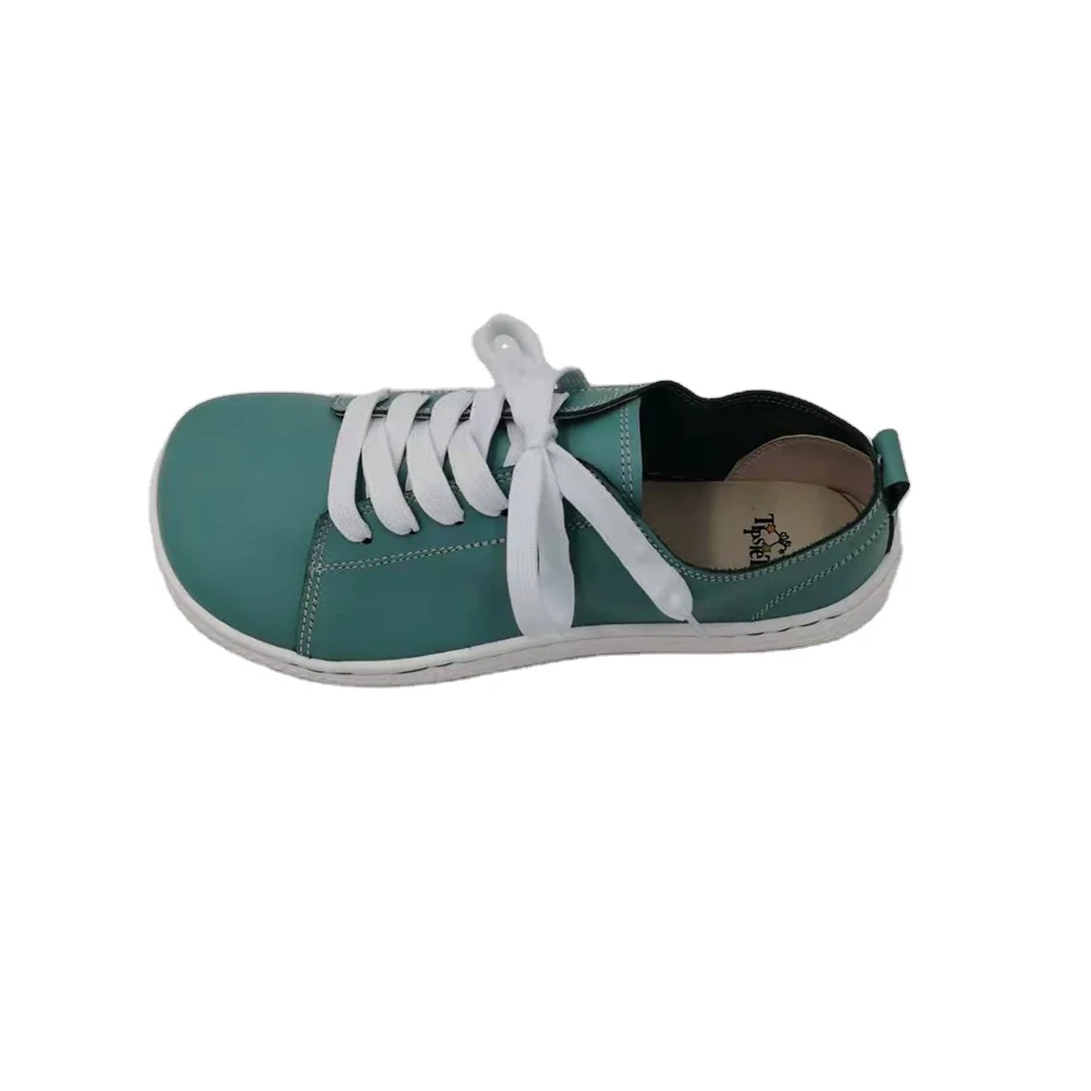 Tipsietoes 2025 Sprinng Barefoot Leather Sneaker For Women Flat Soft Thin Out Sole Zero Drop Wider Toe Box Flexible Light Weight
